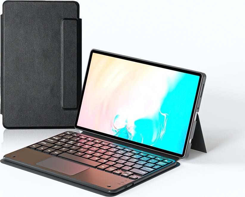 Rengareng Galaxy Tab S11 Zore Border Keyboard Bluetooh Bağlantılı Standlı Klavyeli Tablet Kılıfı - Siyah