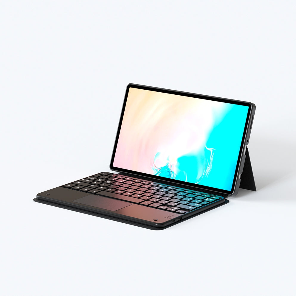 Rengareng Galaxy Tab S11 Zore Border Keyboard Bluetooh Bağlantılı Standlı Klavyeli Tablet Kılıfı - Siyah