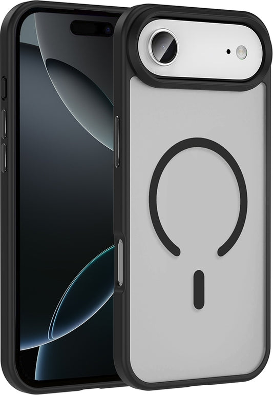 Rengareng iPhone 17 Air Kılıf M-Safe Şarj Özellikli Mat Arka Yüzey Mnc Sio Kapak - Siyah