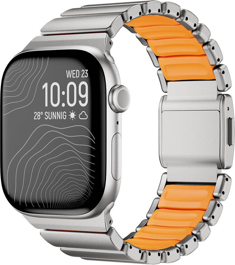 Rengareng Watch 42MM Zore KRD-152 Titanyum Silikon Kordon - Gri-Turuncu
