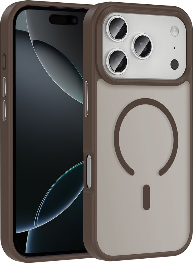 Rengareng iPhone 17 Pro Kılıf M-Safe Şarj Özellikli Mat Arka Yüzey Mnc Sio Kapak - Desert Titanyum