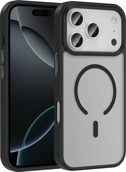 Rengareng iPhone 17 Pro Kılıf M-Safe Şarj Özellikli Mat Arka Yüzey Mnc Sio Kapak - Siyah