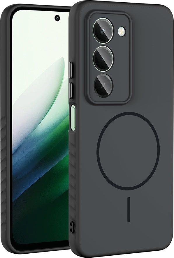 Rengareng Redmi 15 Kılıf M-Safe Şarj Özellikli Zore Tea Kapak - Siyah
