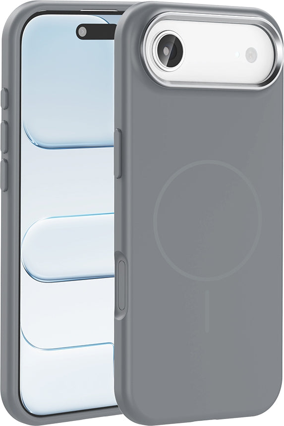 Rengareng iPhone 17 Air Kılıf M-Safe Şarj Özellikli Metal Kamera Çerçeveli Mnc Edi Silikon Kapak - Titanyum-G
