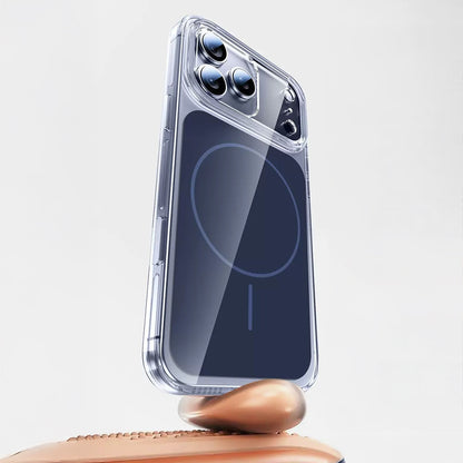 Rengareng iPhone 17 Pro Kılıf Mnc M-Safe Şarj Özellikli Şeffaf Kamera Kontrol Butonlu Lugano Kapak - Lacivert
