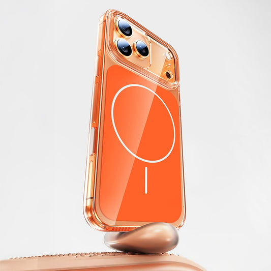 Rengareng iPhone 17 Pro Kılıf Mnc M-Safe Şarj Özellikli Şeffaf Kamera Kontrol Butonlu Lugano Kapak - Turuncu