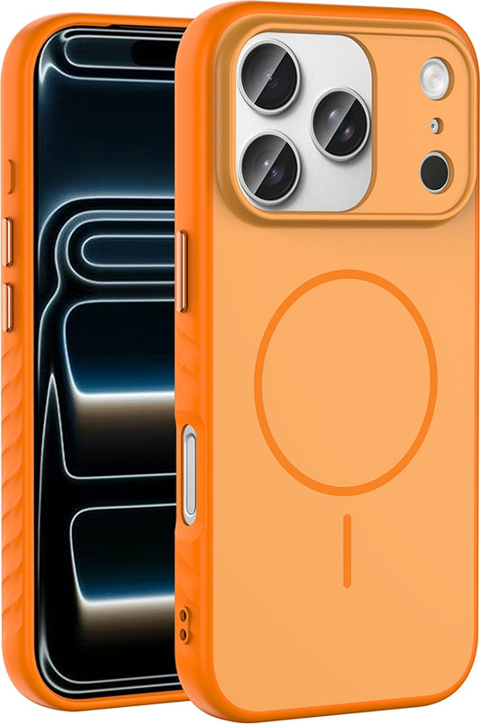 Rengareng iPhone 17 Pro Max Kılıf M-Safe Şarj Özellikli Zore Tea Kapak - Turuncu