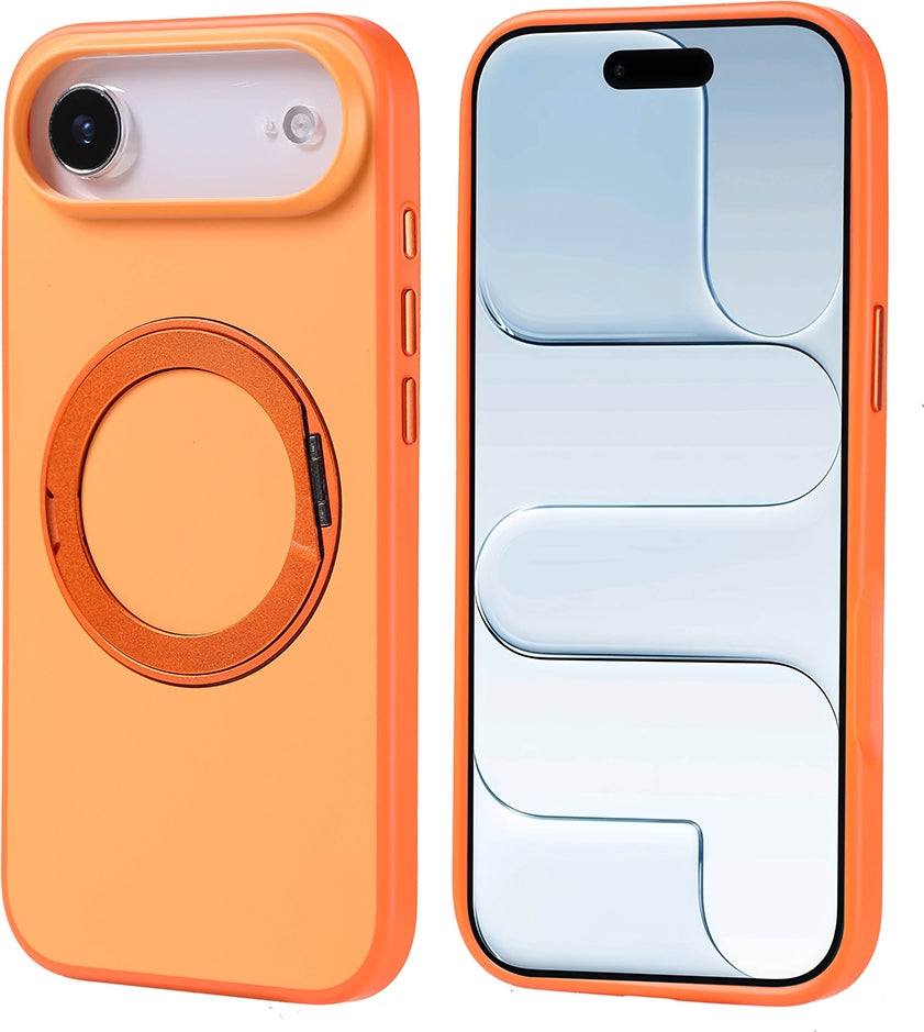 Rengareng iPhone 17 Air Kılıf M-Safe Şarj Özellikli Standlı Mnc Proton Silikon Kapak - Turuncu