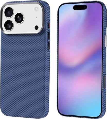 Rengareng iPhone 17 Pro Max Kılıf M-Safe Şarj Özellikli Karbon Fiber Görünümlü Mnc Nekst Kapak - Bej