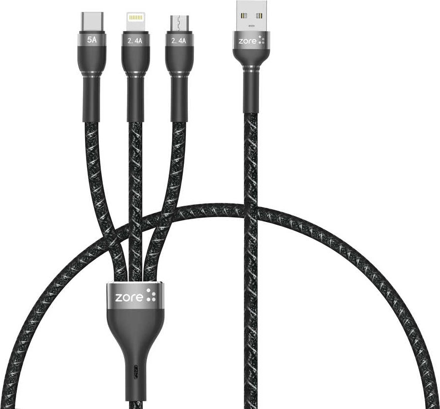 Rengareng Siyah shira Serisi 3 In 1 USB Kablo 30CM