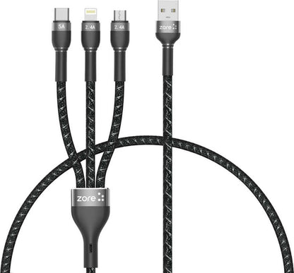 Rengareng Siyah shira Serisi 3 In 1 USB Kablo 30CM