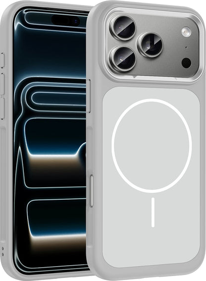 Rengareng iPhone 17 Pro Kılıf M-Safe Şarj Özellikli Metal Kamera Çerçeveli Mnc Sanremo Silikon Kapak - Beyaz