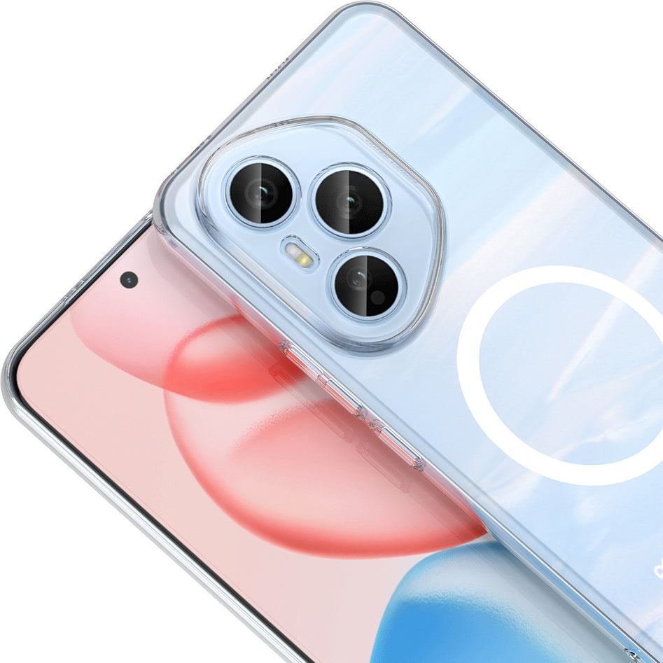 Rengareng Honor 400 Pro Kamera Korumalı M-Safe Şarj Özellikli Şeffaf Zore London Silikon Kapak - Şeffaf