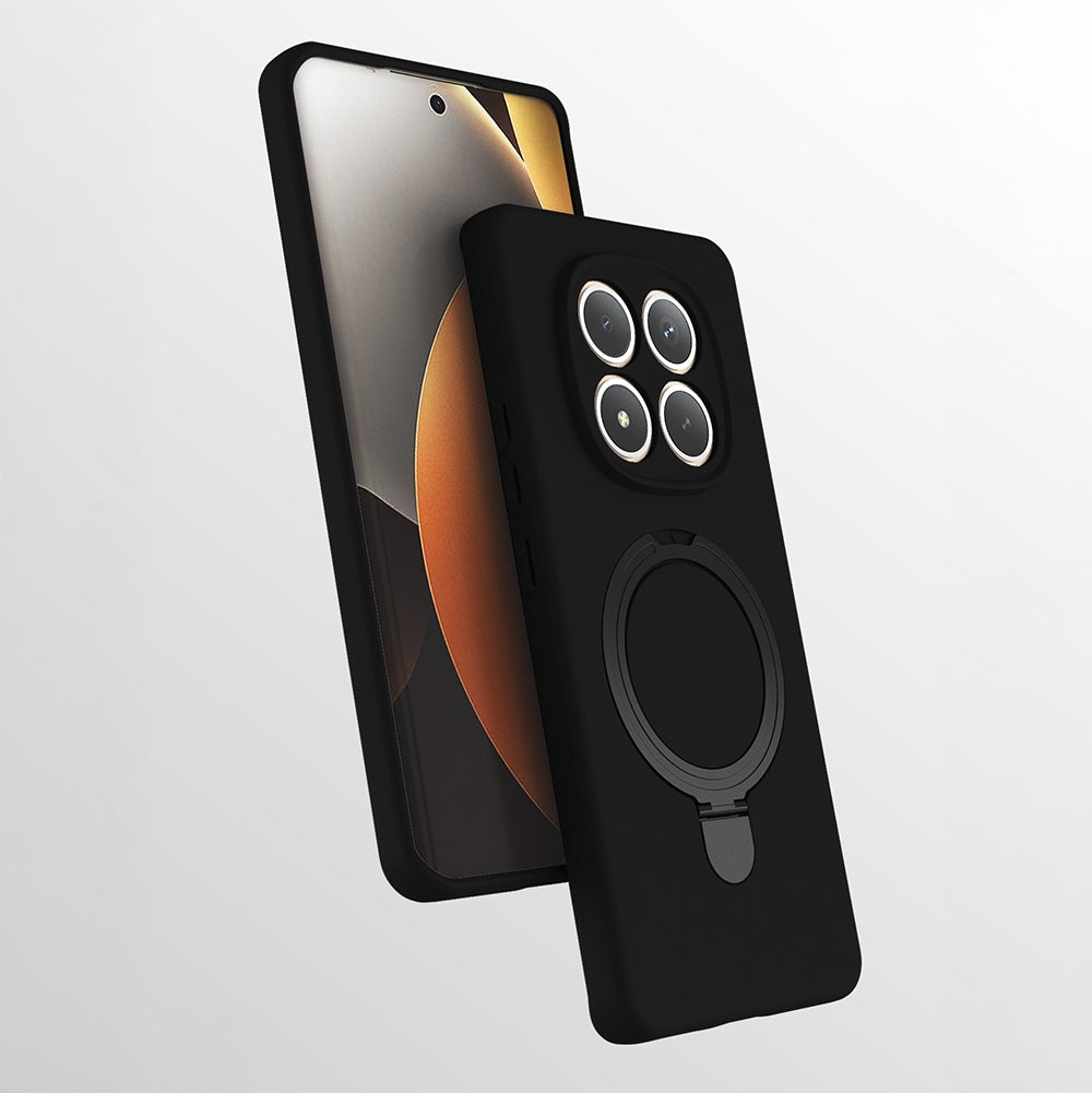 Rengareng Redmi Note 15 4g Kılıf M-Safe Şarj Özellikli Standlı Zore Samara Kapak - Siyah