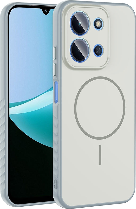 Rengareng Redmi 15C Kılıf M-Safe Şarj Özellikli Zore Tea Kapak - Gümüş