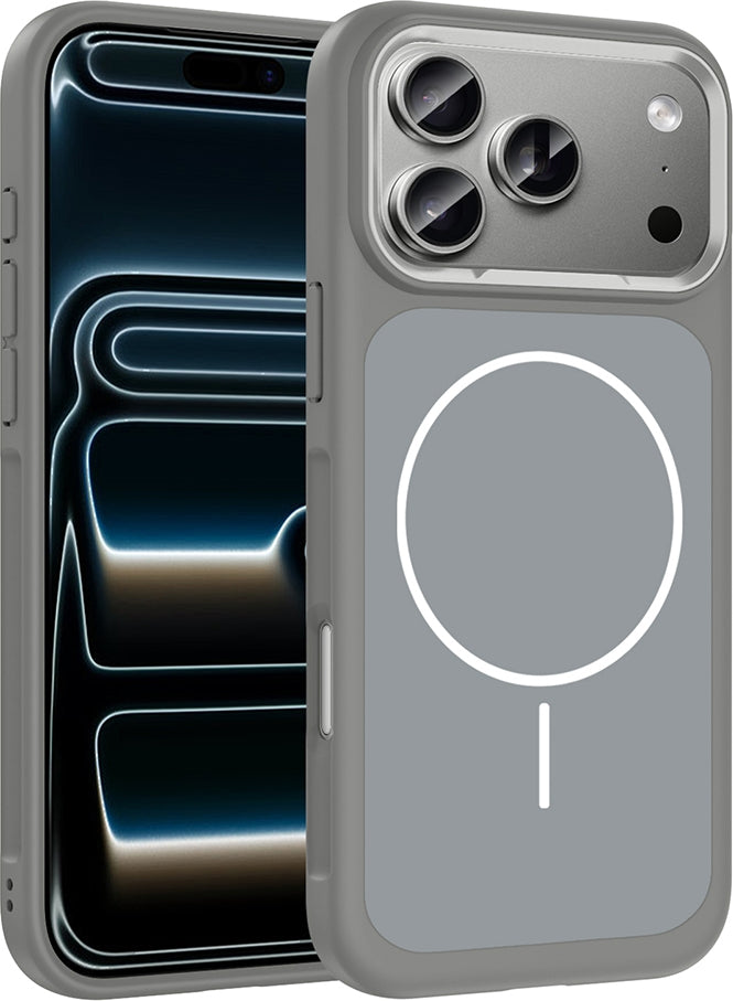 Rengareng iPhone 17 Pro Max Kılıf M-Safe Şarj Özellikli Metal Kamera Çerçeveli Mnc Sanremo Silikon Kapak - gr
