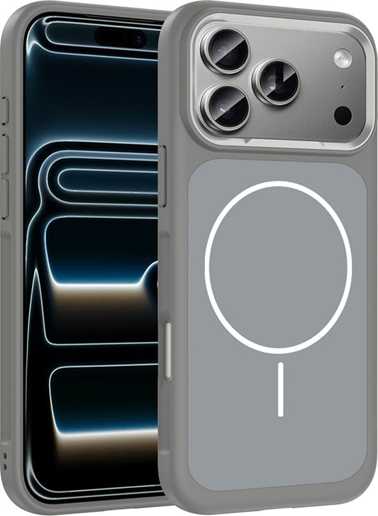 Rengareng iPhone 17 Pro Max Kılıf M-Safe Şarj Özellikli Metal Kamera Çerçeveli Mnc Sanremo Silikon Kapak - gr