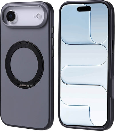 Rengareng iPhone 17 Air Kılıf M-Safe Şarj Özellikli Standlı Mnc Proton Silikon Kapak - Siyah