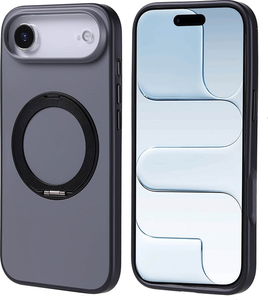 Rengareng iPhone 17 Air Kılıf M-Safe Şarj Özellikli Standlı Mnc Proton Silikon Kapak - Siyah