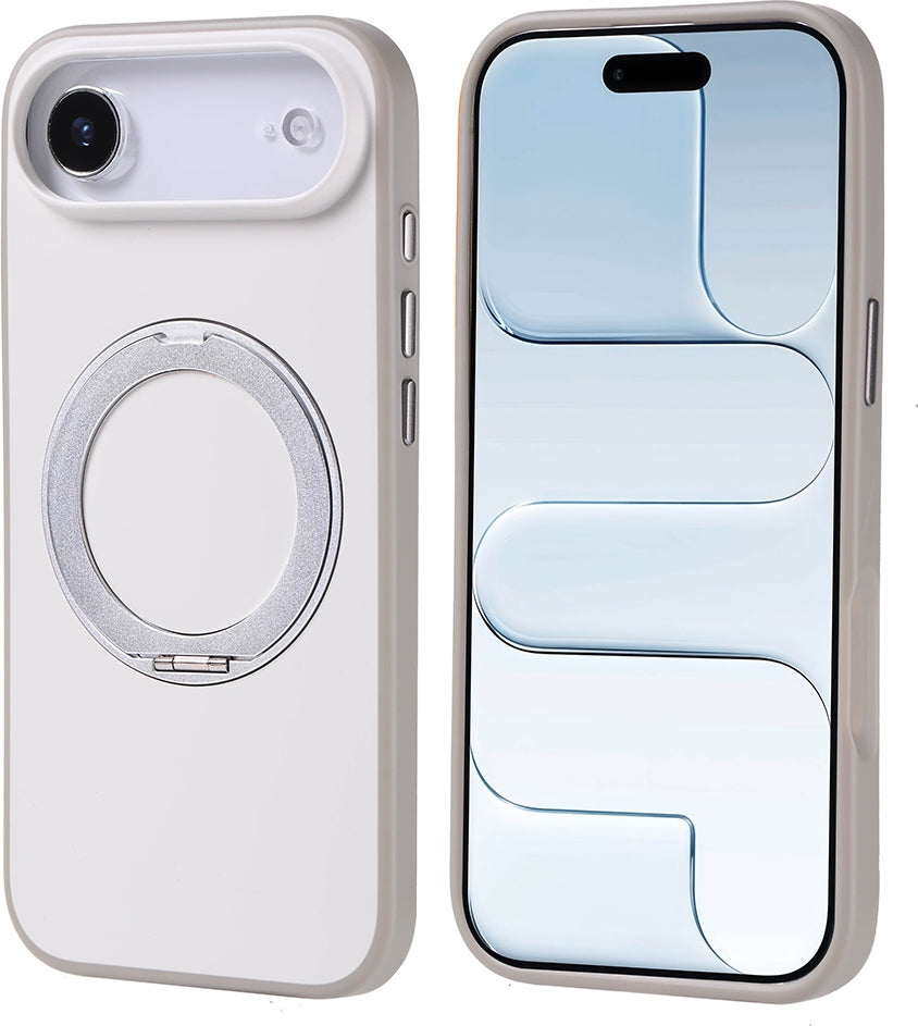 Rengareng iPhone 17 Air Kılıf M-Safe Şarj Özellikli Standlı Mnc Proton Silikon Kapak - Siyah