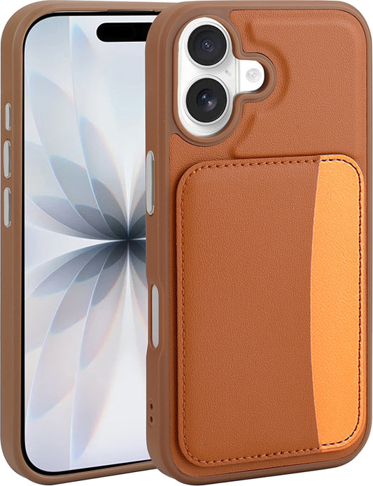 Rengareng iPhone 16 Kılıf Kartlıklı Zore X-Kart Silikon Kapak - Kahverengi