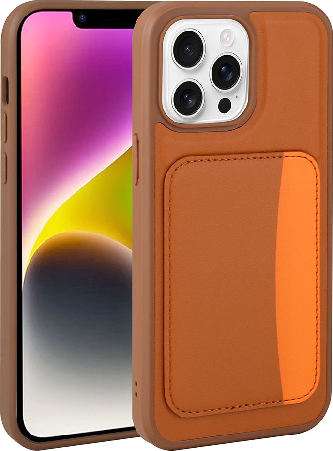 Rengareng iPhone 16 Pro Kılıf Kartlıklı Zore X-Kart Silikon Kapak - Kahverengi