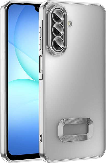 Rengareng Galaxy A17 Kılıf Kamera Korumalı Logo Gösteren Zore Omega Kapak - Gümüş