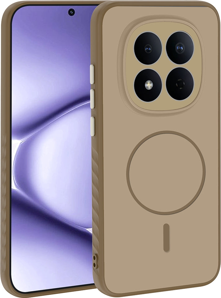 Rengareng Redmi Note 15 Pro Kılıf M-Safe Şarj Özellikli Zore Tea Kapak - Gold