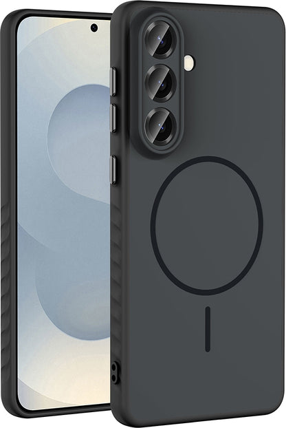 Rengareng Galaxy A57 Kılıf M-Safe Şarj Özellikli Zore Tea Kapak - Siyah