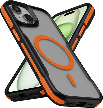 Rengareng iPhone 14 Kılıf M-Safe Şarj Özellikli Renkli Kenar Airbag Şeritli Zore Lamer Kapak - Mor