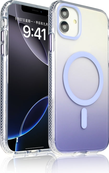 Rengareng iPhone 11 Kılıf M-Safe Şarj Özellikli Transparan Renk Geçişli Zore Toros Kapak - Mavi