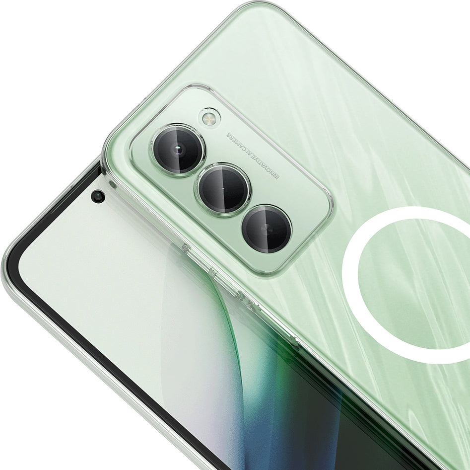 Rengareng Redmi 15 Kamera Korumalı M-Safe Şarj Özellikli Şeffaf Zore London Silikon Kapak - Şeffaf