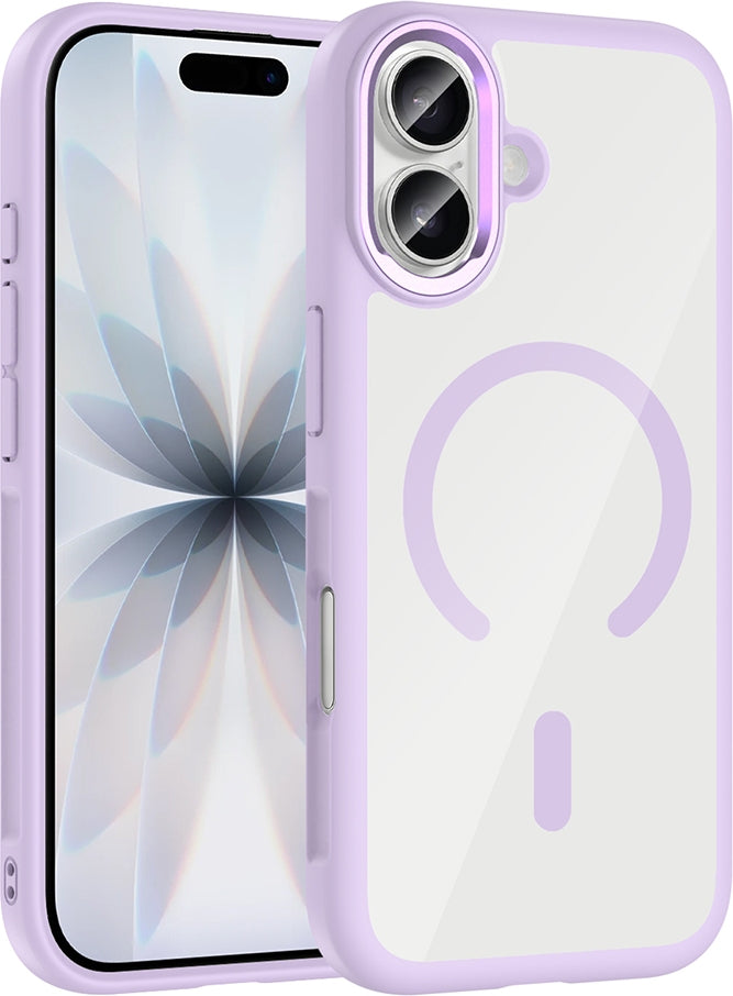 Rengareng iPhone 17 Kılıf M-Safe Şarj Özellikli Metal Kamera Çerçeveli Zore Tiko Kapak - Lila