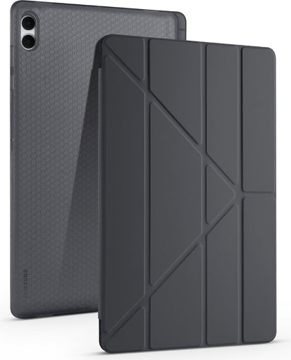 Rengareng Galaxy Tab S11 Ultra Kılıf Zore Tri Folding Kalem Bölmeli Standlı Kılıf - Siyah