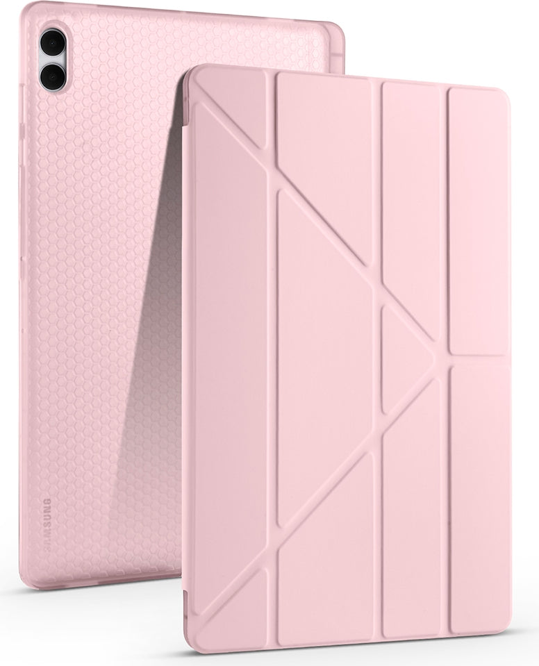Rengareng Galaxy Tab S11 Ultra Kılıf Zore Tri Folding Kalem Bölmeli Standlı Kılıf - Siyah