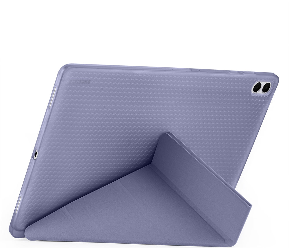 Rengareng Galaxy Tab S11 Ultra Kılıf Zore Tri Folding Kalem Bölmeli Standlı Kılıf - Siyah