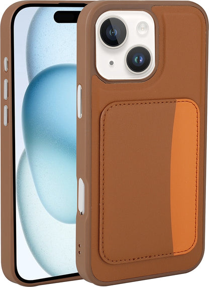 Rengareng iPhone 13 Kılıf Kartlıklı Zore X-Kart Silikon Kapak - Kahverengi