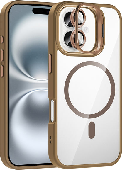 Rengareng iPhone 17 Kılıf Standlı ve Kamera Lens Hediyeli M-Safe Şarj Özellikli Zore Etro Kapak - Desert Titan