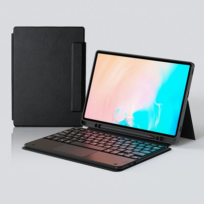 Rengareng Galaxy Tab S9 Fe Plus Zore Border Keyboard Bluetooh Bağlantılı Standlı Klavyeli Tablet Kılıfı - Siya