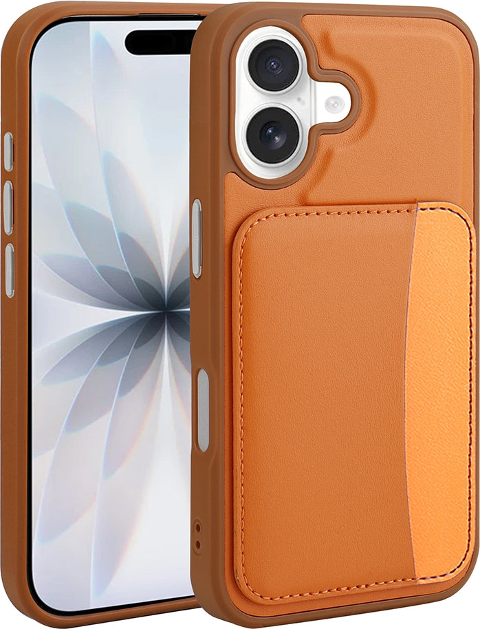 Rengareng iPhone 16 Kılıf Kartlıklı Zore X-Kart Silikon Kapak - Turuncu