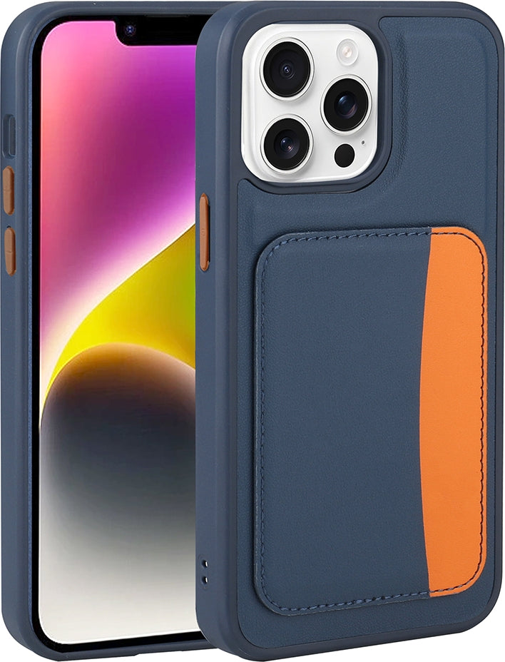 Rengareng iPhone 16 Pro Kılıf Kartlıklı Zore X-Kart Silikon Kapak - Lacivert