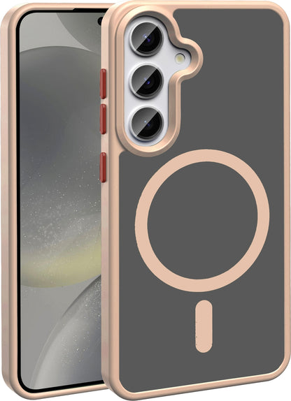Rengareng Galaxy S25 Kılıf M-Safe Şarj Özellikli Mat Arka Yüzey Mnc Sio Kapak - Rose Gold