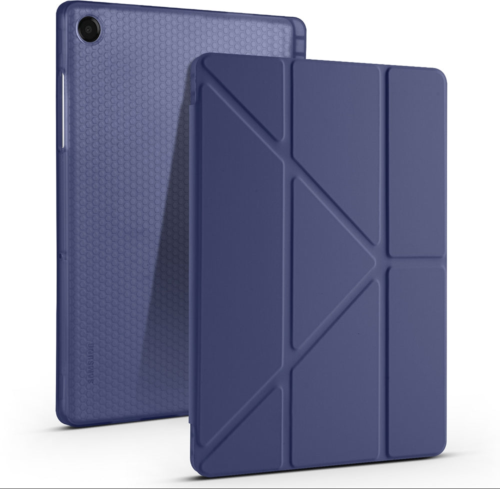 Rengareng Galaxy Tab A11 Plus Kılıf Zore Tri Folding Kalem Bölmeli Standlı Kılıf - Lacivert