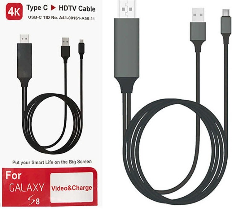 Rengareng Siyah Type-C HDMI Kablo Kırmızı Kutulu