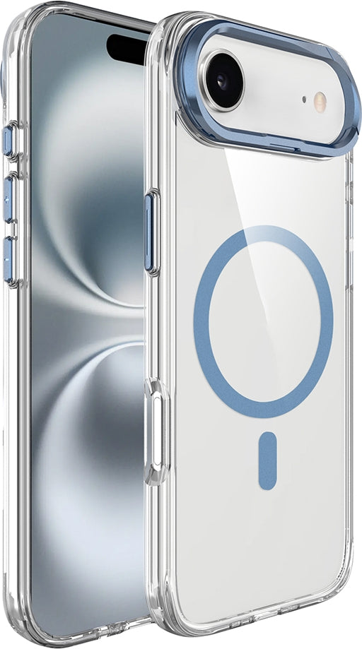Rengareng iPhone 17 Air Kılıf M-Safe Şarj Özellikli Airbagli Kamera Standlı Zore Azor Kapak - Lacivert