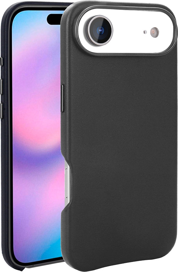 Rengareng iPhone 17 Air Kılıf M-Safe Şarj Özellikli Pu Deri Görünümlü Mnc Kupra Kapak - Siyah