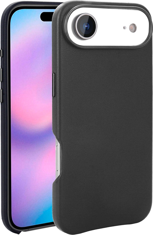 Rengareng iPhone 17 Air Kılıf M-Safe Şarj Özellikli Pu Deri Görünümlü Mnc Kupra Kapak - Siyah