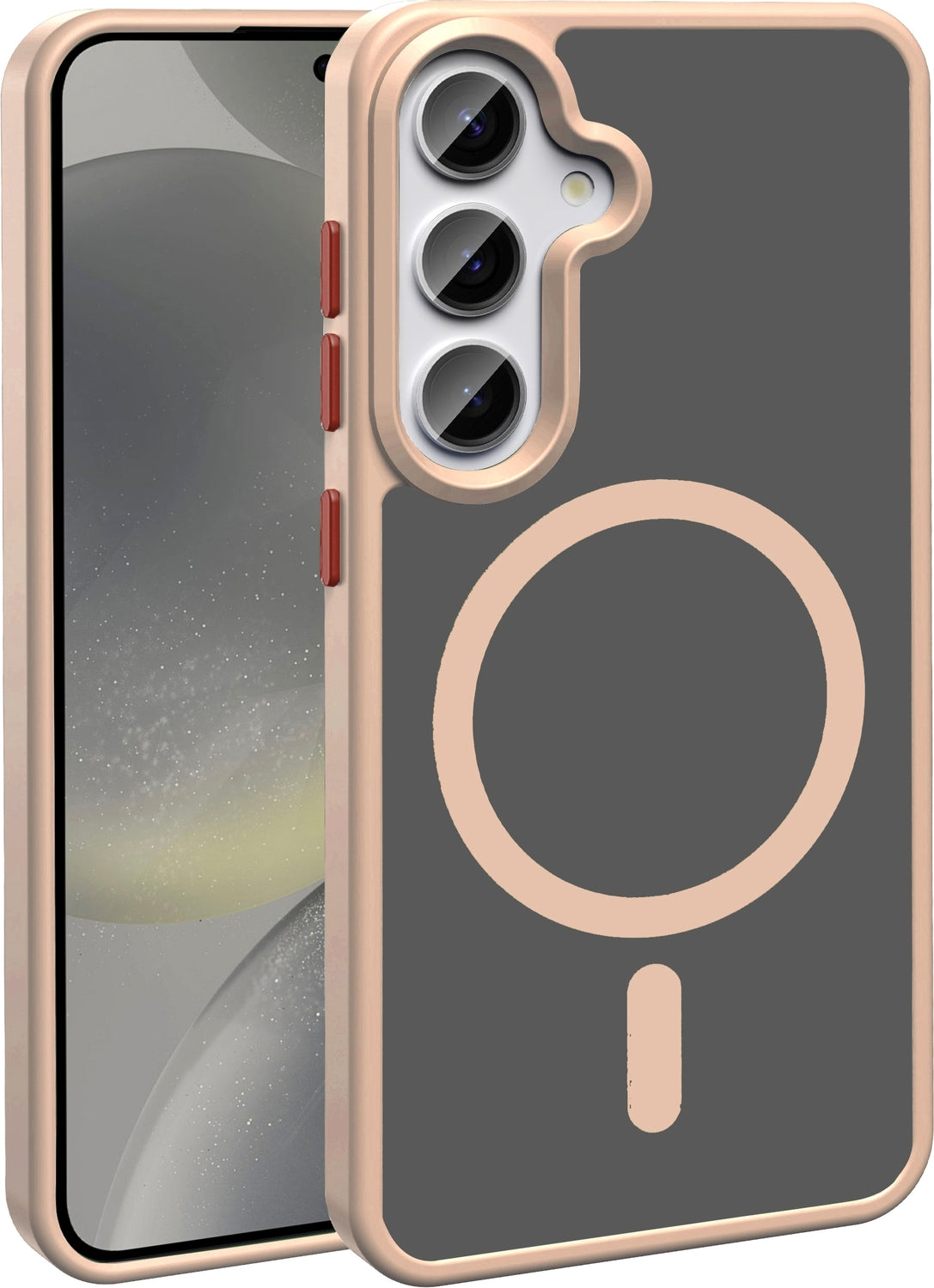 Rengareng Galaxy S25 Plus Kılıf M-Safe Şarj Özellikli Mat Arka Yüzey Mnc Sio Kapak - Rose Gold