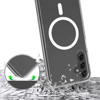 Rengareng Galaxy S25 Fe Kılıf M-Safe Şarj Özellikli Şeffaf Sert Pc Mnc Embos Kapak - Şeffaf