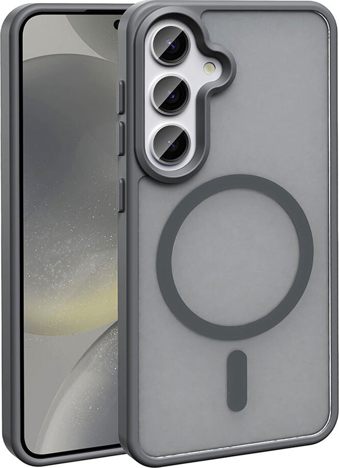 Rengareng Galaxy S25 Fe Kılıf M-Safe Şarj Özellikli Mat Arka Yüzey Mnc Sio Kapak - Gri